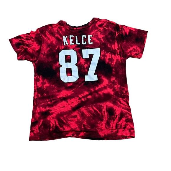 Majestic Travis Kelce Kansas City Chiefs Red Tie Dye Short Sleeve Tee Small - Picture 3 of 3
